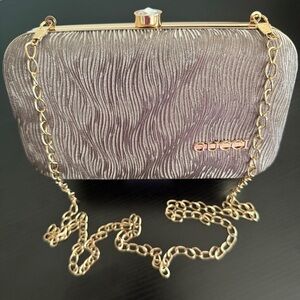 Golden metallic Evening Clutch with Chain